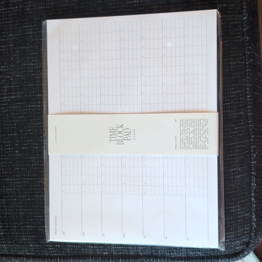 Cloth & Paper Time Block Pad 11x8.3" NIP